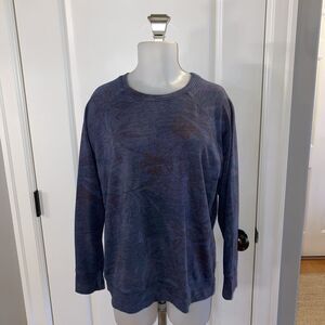 Sundry Blue Pullover Crewneck Sweatshirt Floral Design Women's -Size‎ 3 / L